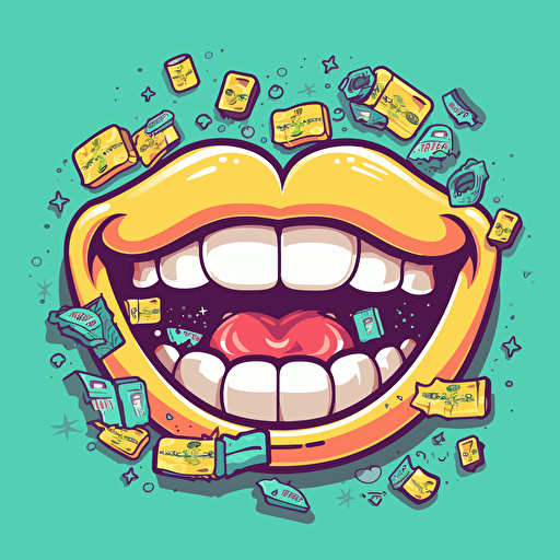 cartoon mouth with money in it, svg, vector