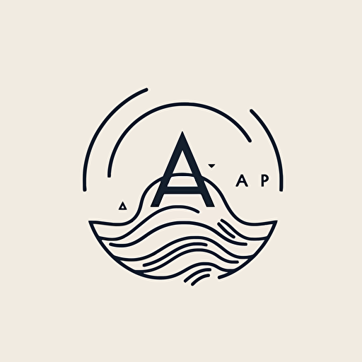 Letter A in waves minimal line, logo for furniture brand, abstract, flat, vector, Paul Rand.