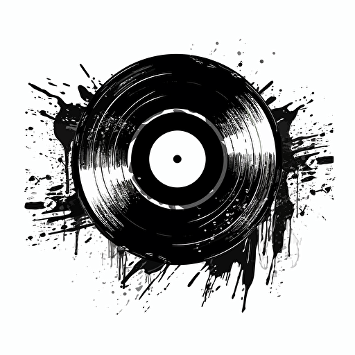 vinyl record, black and white logo, vector,