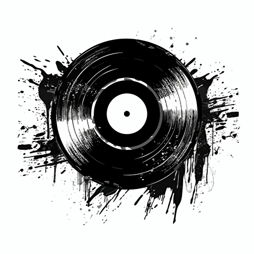 Vinyl record, black and white logo, vector illustration