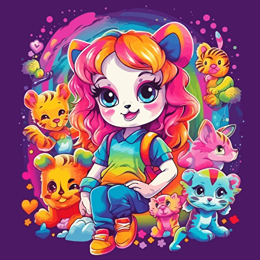 vaccinated baby lisa frank vector illustration
