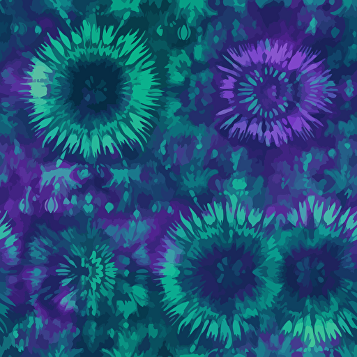 tie dye digital paper pattern in purple, petrol and green; vector seamless background,