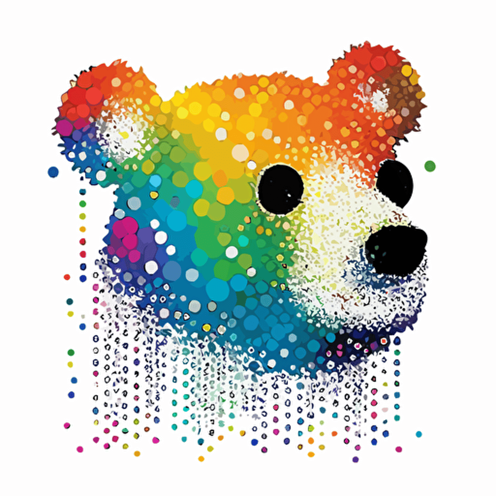 Gay Pride pixar bear head illustration made out of connected dots, vector art, ink, white background