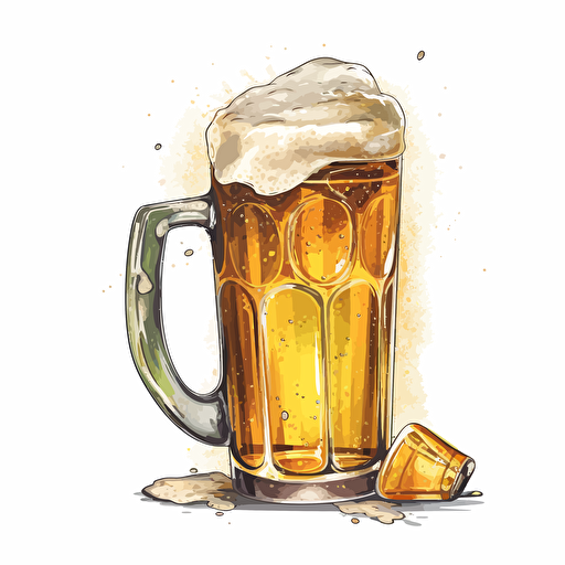 Beer, vector art, white background
