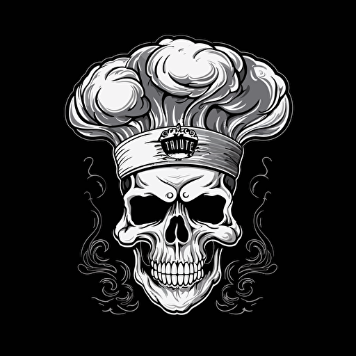 vector illustration logo scull chef in chef hat