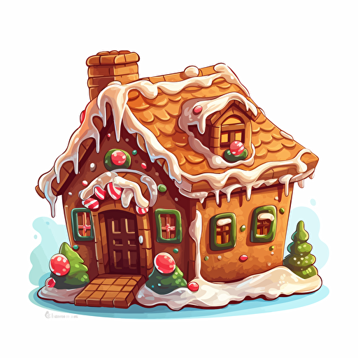cartoon style gingerbread house clear white background vector