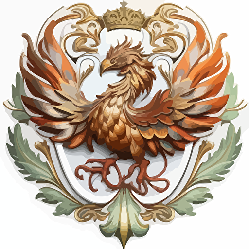 sticker of a Phoenix coat of arms, highly detailed, vector art, defined sticker cutout, plain white background, 32k