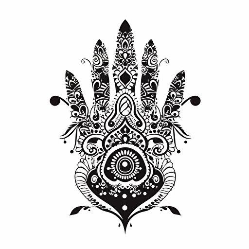 mehendi logo, on a white background, black and white, vector logo, flat