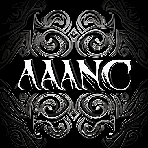 a wordmark personal logo for word Mance, black and white, maori designs, vector, hd