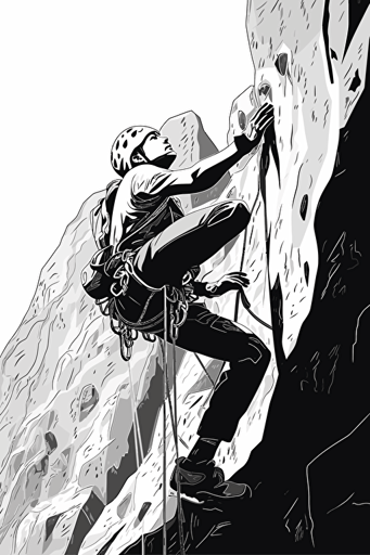 "Performing the Climbing Body: Martyrdom, Apeiron, and Vulnerability in Rock Climbing and Mountaineering Stories," book cover, B&W, white background, abstract, imaginative, flat vector, illustration, full scene,