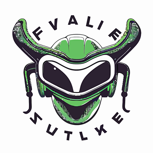 a logo of an alien wearing a vr headset, flat, vectorized, white background