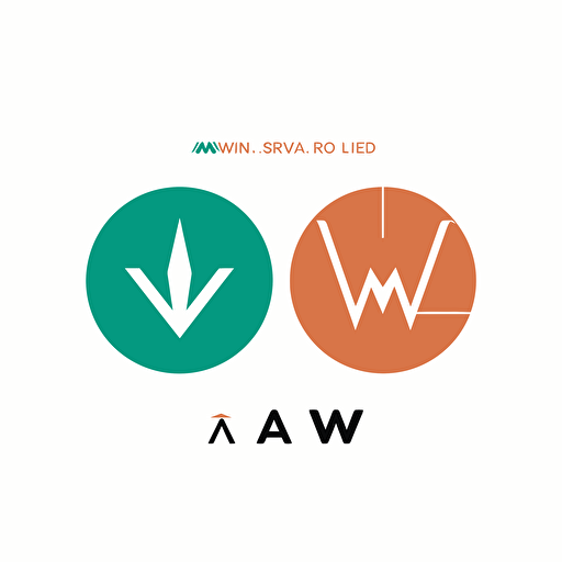 logo design for AW ，flat style, 2d, white background,simple style,vector