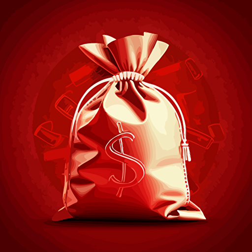 vector money bag red background