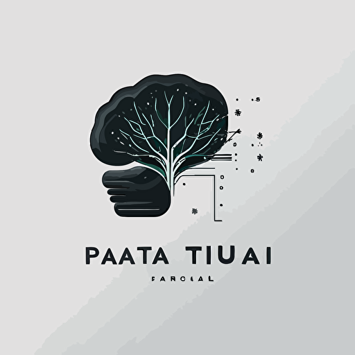 Logo design that incorporates AI art and a lab. Vector, 2d, minimalistic