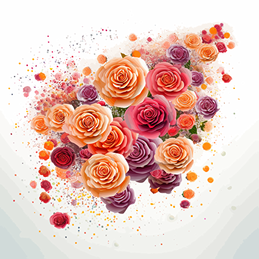 burst of many roses at many sizes, vector artwork