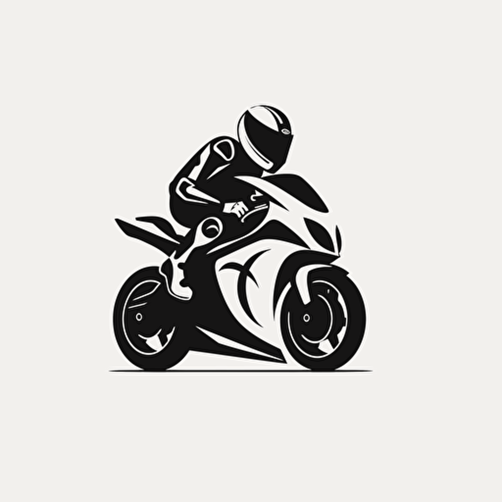 Create an identification symbol for sportbikes, minimalist, vector, sharp, unique, logo, adaptive, white background