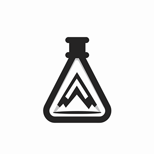 simple vector logo of an Erlenmeyer bottle, in it is an audio wave, black white, no colors, simple, flat, icon