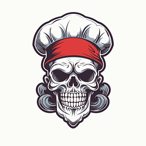 vector illustration logo scull chef in a chef hat