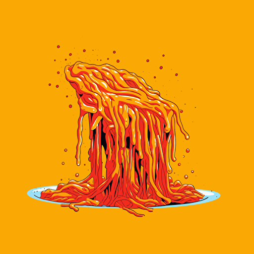 burst of spaghetti by tim lahan, 2d vector art, flat colors