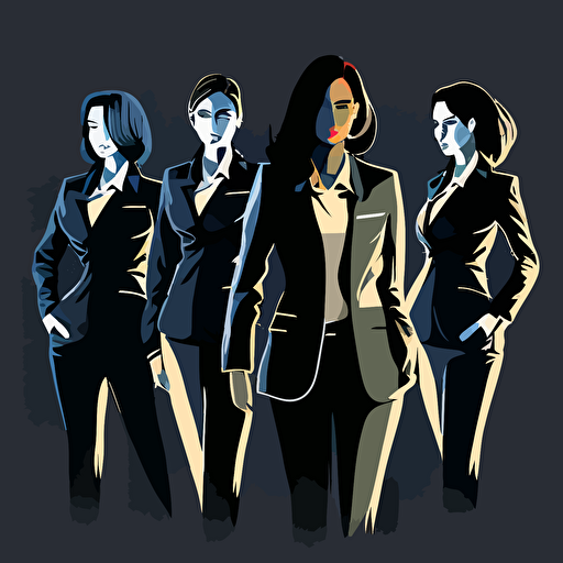 four women in business suit, as top manager , at the top, vector illustration illustration