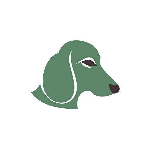 ENT clinic, logo, vector, Dachshund, simple, flat, low detail, smooth, plain, minimal, straight design, white background