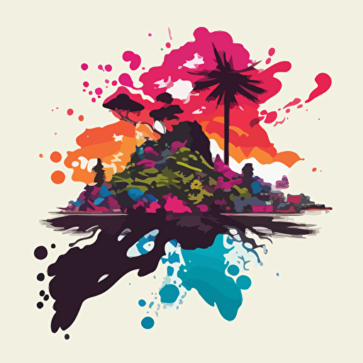 colorful vector art, exploding island of taiwan