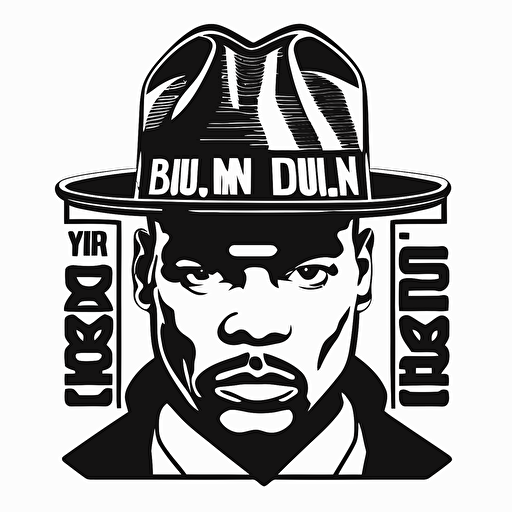 vector logo, black and white, based on Run DMC, minimal, simple