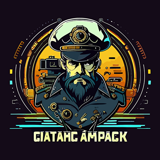 vector logo computer hacker submarine captain