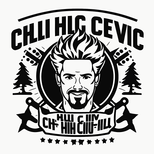 modern vector style simple logo for cycling club from hell with guy fieri, european poster style high quality, svg, vecctor art