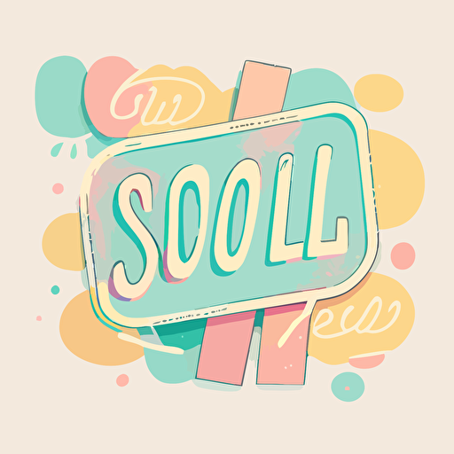 soft illustration, vector image, sign that says SOLD, pastel colors