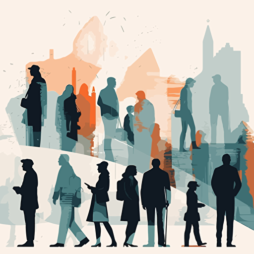 2d flat abstract vector of people silhouettes architectural sketch