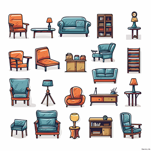 generic furnitures vector, white background