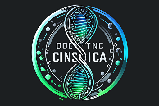 vector logo for a medical company, circle, dna, technology, green, blue, gray, clear