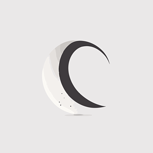 half moon AI logo, clean, minimalist, abstract mark logo business, vector logo, white background