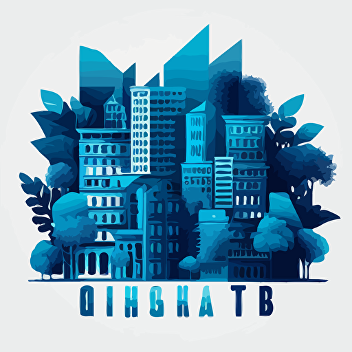 illustration for decoration of a real estate agency with shades of blue in vector style