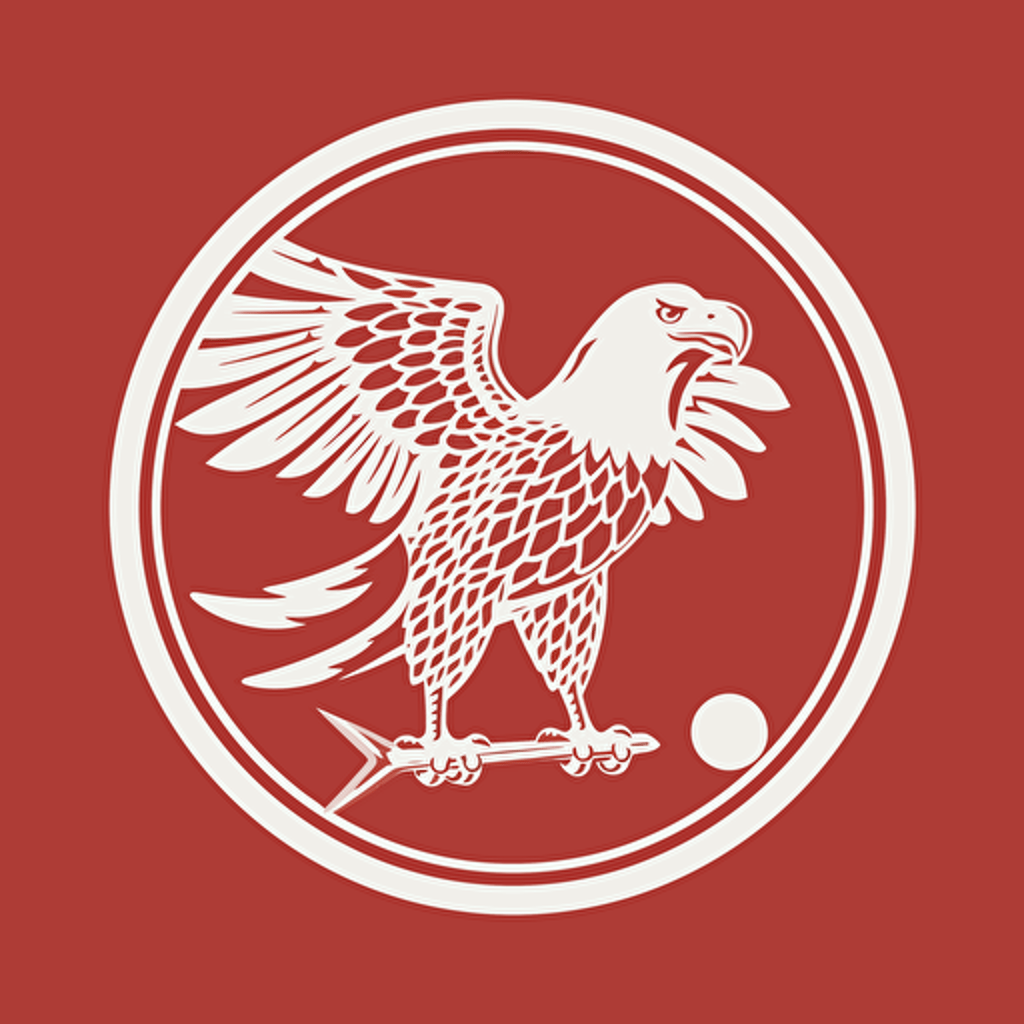 very simple logo for floorball and eagle, red and white colors, retro , vector flat, PNG, SVG, flat shading, solid background, mascot, logo, vector illustration, masterwork, 2D, simple, illustrator