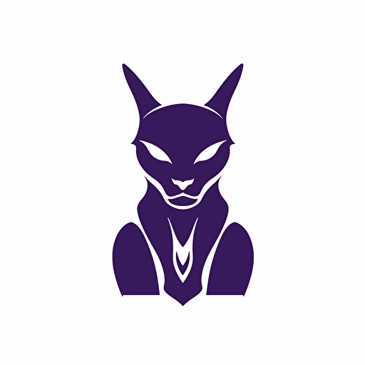 purple logo of black sphinx-cat, simple, vector, company logo