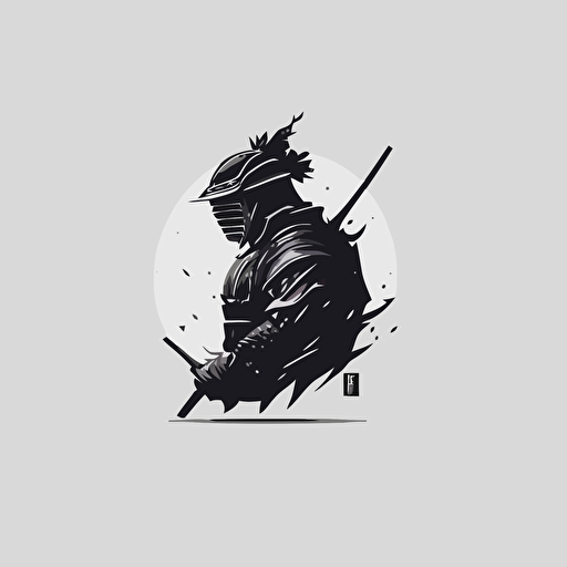 simple logo, samurai, ninja, minimalist, modern, japanese theme, brand, ink style, line, black, flat, vector
