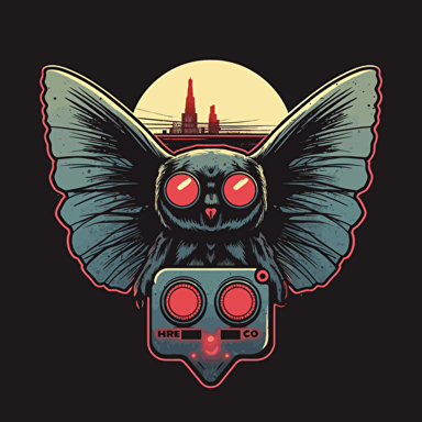 Mothman,Horror, VHS Horror,VHS,80s, Sticker, 80s horror comic art, Vector,