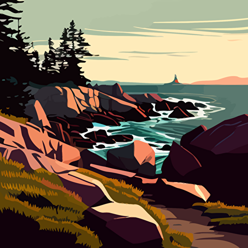 The coast of maine, shore line vector image