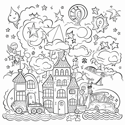 2d illustration, simple vector lovely coloring page
