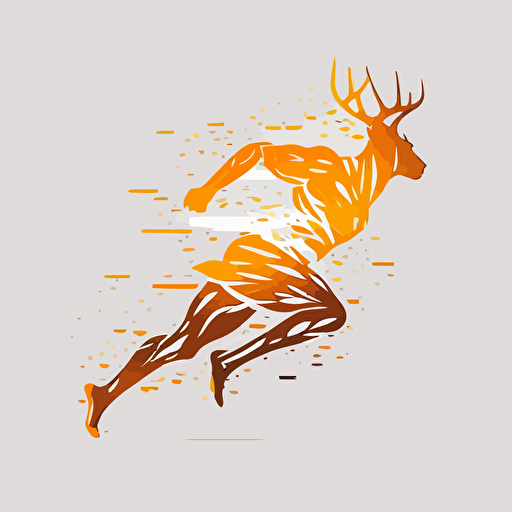 sports team logo, stag, vector, flash, white background, simple, minimalist, no text, symmetrical, correct anatomy