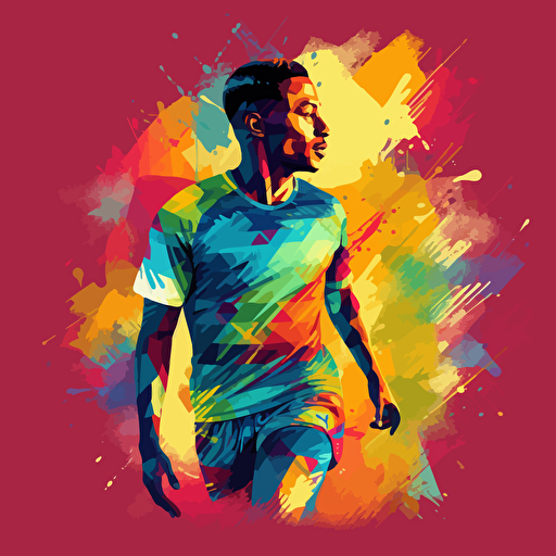 vector illustration of a young African man Soccer player in vivid colors