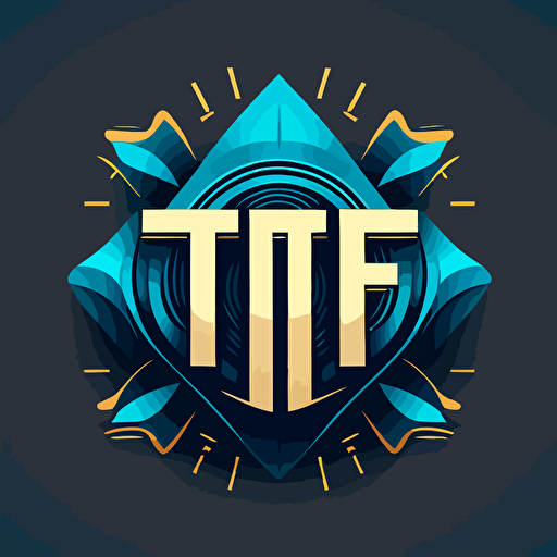 a logo with word TF inside, vector illustration, modern style, flat, blue as a main color