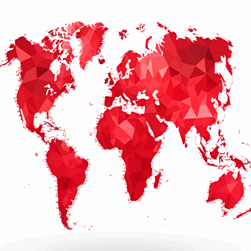 world map, China in red, vector image, no background