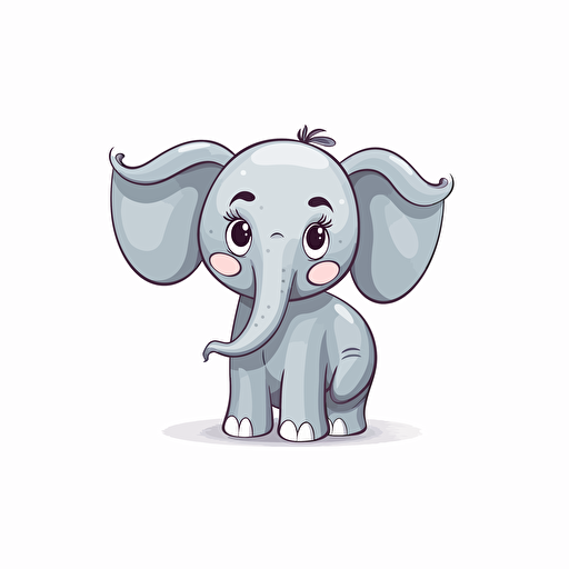 cute elephant, detailed, cartoon style, 2d clipart vector, creative and imaginative, hd, white background