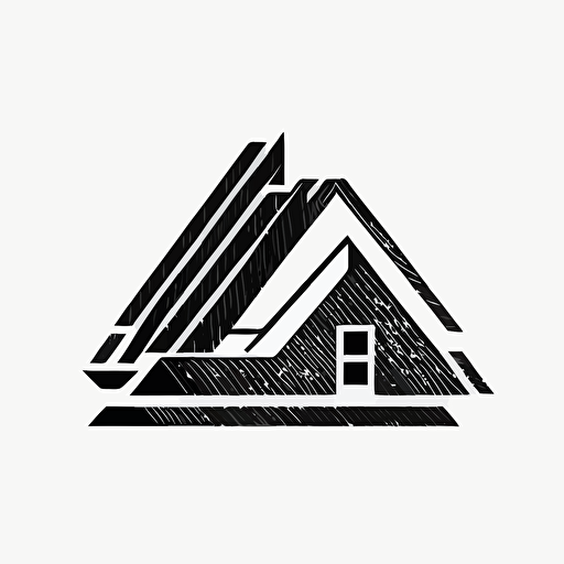 simple geometric iconic logo of roofing construction black vector, on white background