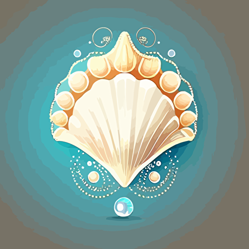 shell with pearl. flat vector illustration.