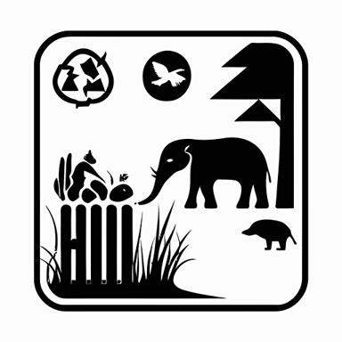 Help protect wildlife. Please dispose of your trash responsibly and avoid littering, create a sybol for a signboard front, clean, minimal, black and white, vector, icon, symbol abstract