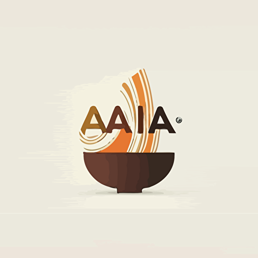 abstract logo, combination mark, text is “AIΩ“, a bowl of ramen with meat and vegetables, abstract,vector, simple, flat, plain,smooth, low detail, minimal, white background